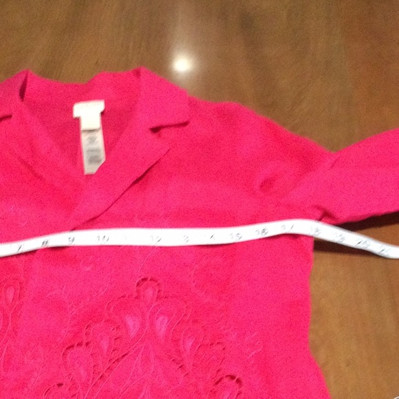 Chico's Hot Pink Cutout Linen Open Front Jacket Size 0/S/4 - Picture 12 of 16
